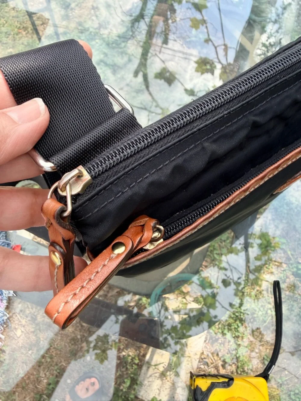 Bric’s Milano Black Nylon Crossbody Bag Leather‎ Trim Lightweight Travel Purse